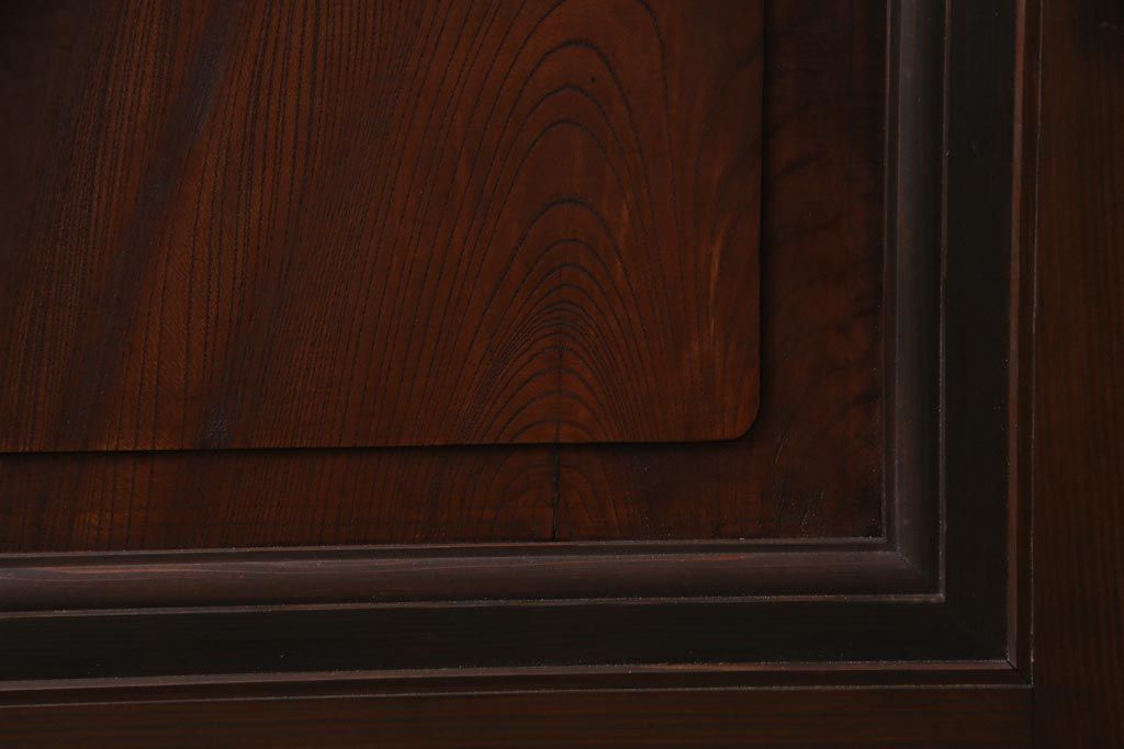 アンティーク建具　腰板ケヤキ材　クリア・ダイヤガラス　味のあるレトロな雰囲気醸し出すガラス戸2枚セット(引き戸)