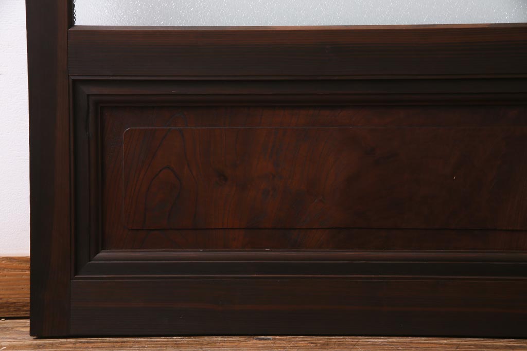 アンティーク建具　腰板ケヤキ材　クリア・ダイヤガラス　味のあるレトロな雰囲気醸し出すガラス戸2枚セット(引き戸)