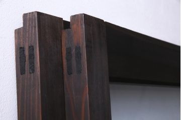 アンティーク建具　腰板ケヤキ材　クリア・ダイヤガラス　味のあるレトロな雰囲気醸し出すガラス戸2枚セット(引き戸)