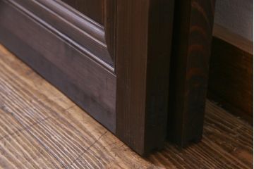 アンティーク建具　腰板ケヤキ材　クリア・ダイヤガラス　味のあるレトロな雰囲気醸し出すガラス戸2枚セット(引き戸)