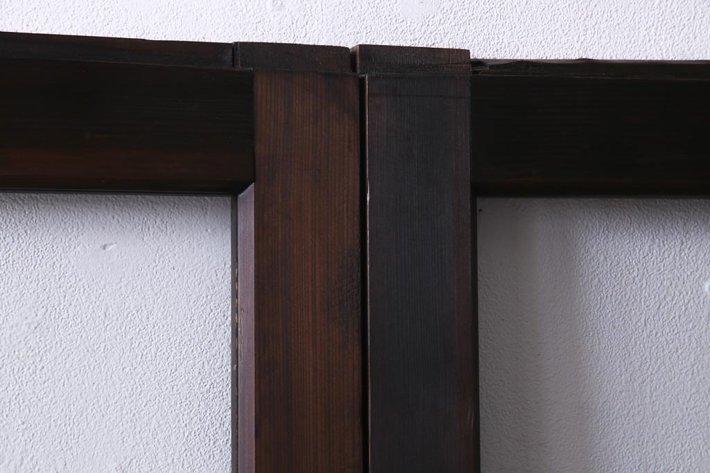 アンティーク建具　腰板ケヤキ材　クリア・ダイヤガラス　味のあるレトロな雰囲気醸し出すガラス戸2枚セット(引き戸)