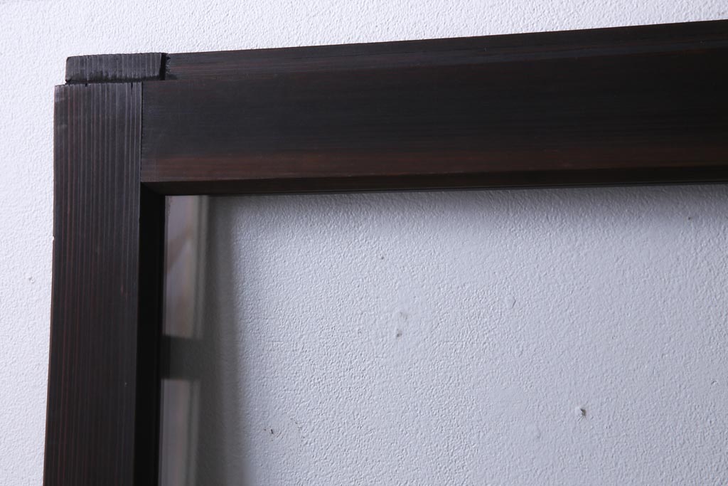 アンティーク建具　腰板ケヤキ材　クリア・ダイヤガラス　味のあるレトロな雰囲気醸し出すガラス戸2枚セット(引き戸)