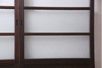 アンティーク建具　腰板ケヤキ材　クリア・ダイヤガラス　味のあるレトロな雰囲気醸し出すガラス戸2枚セット(引き戸)