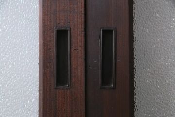 アンティーク建具　腰板ケヤキ材　クリア・ダイヤガラス　味のあるレトロな雰囲気醸し出すガラス戸2枚セット(引き戸)