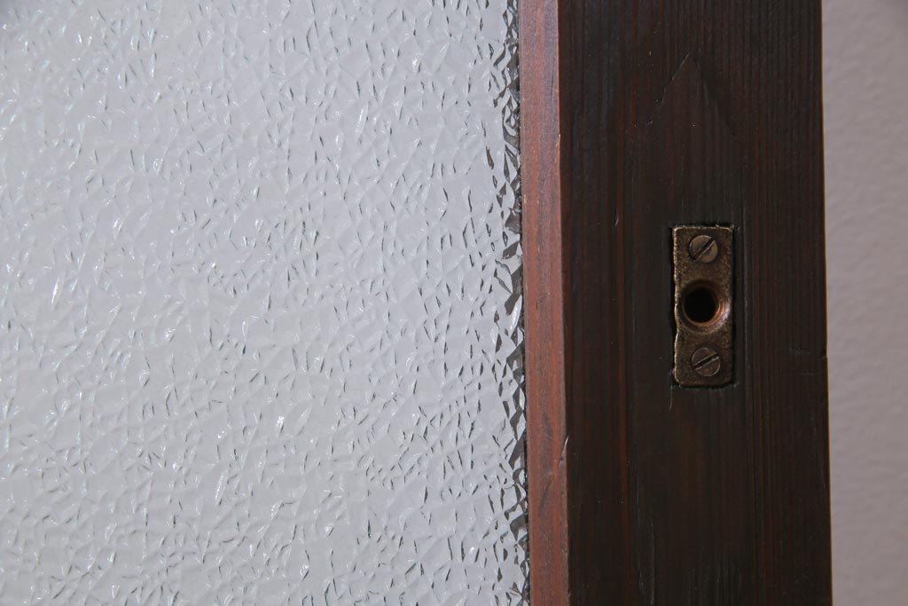 アンティーク建具　腰板ケヤキ材　クリア・ダイヤガラス　味のあるレトロな雰囲気醸し出すガラス戸2枚セット(引き戸)