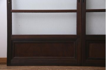 アンティーク建具　腰板ケヤキ材　クリア・ダイヤガラス　味のあるレトロな雰囲気醸し出すガラス戸2枚セット(引き戸)