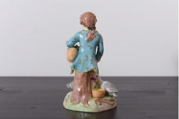 ドイツ　Dresden(ドレスデン)　カール・ティーメ工房　フィギュリン　ガチョウと少年(ディスプレイ、置き物)