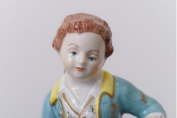 ドイツ　Dresden(ドレスデン)　カール・ティーメ工房　フィギュリン　ガチョウと少年(ディスプレイ、置き物)