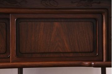 中古　伝統工芸品　大阪唐木指物　中澤唐木　池辺作　紫檀材　漆塗りが美しい高級飾り棚(茶棚)(定価約180万円)