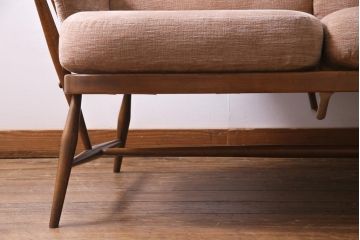 中古　イギリス　ヴィンテージ家具　ERCOL(アーコール)　エバーグリーン　2人掛けソファ(アームチェア、イージーチェア、ビンテージ)(定価約58万円)