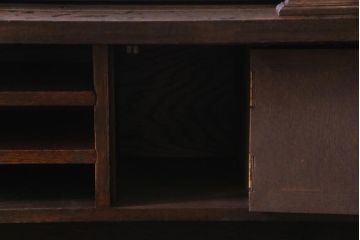 和製　アンティーク家具　ナラ材製　シックな佇まいが大正ロマン香るロールトップデスク(両袖机、在宅ワーク、在宅用デスク)