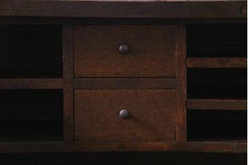 和製　アンティーク家具　ナラ材製　シックな佇まいが大正ロマン香るロールトップデスク(両袖机、在宅ワーク、在宅用デスク)