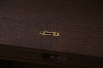 和製　アンティーク家具　ナラ材製　シックな佇まいが大正ロマン香るロールトップデスク(両袖机、在宅ワーク、在宅用デスク)