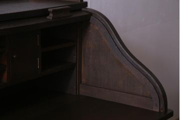 和製　アンティーク家具　ナラ材製　シックな佇まいが大正ロマン香るロールトップデスク(両袖机、在宅ワーク、在宅用デスク)
