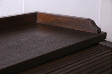 和製　アンティーク家具　ナラ材製　シックな佇まいが大正ロマン香るロールトップデスク(両袖机、在宅ワーク、在宅用デスク)