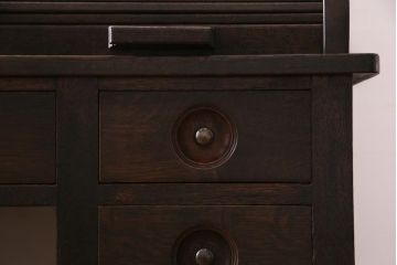 和製　アンティーク家具　ナラ材製　シックな佇まいが大正ロマン香るロールトップデスク(両袖机、在宅ワーク、在宅用デスク)
