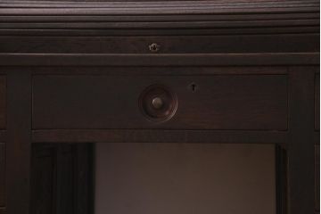 和製　アンティーク家具　ナラ材製　シックな佇まいが大正ロマン香るロールトップデスク(両袖机、在宅ワーク、在宅用デスク)