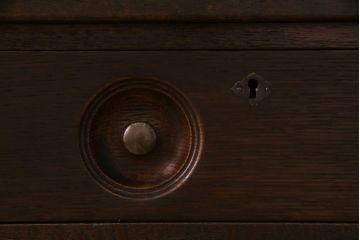 和製　アンティーク家具　ナラ材製　シックな佇まいが大正ロマン香るロールトップデスク(両袖机、在宅ワーク、在宅用デスク)