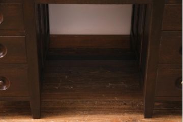 和製　アンティーク家具　ナラ材製　シックな佇まいが大正ロマン香るロールトップデスク(両袖机、在宅ワーク、在宅用デスク)