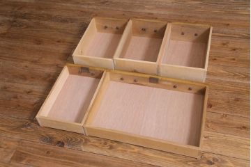 レトロ家具　昭和レトロ　薄型リメイク　ノスタルジックなナラ材製の片袖机(ワークデスク、在宅ワーク、在宅用)