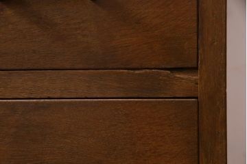 レトロ家具　昭和レトロ　薄型リメイク　ノスタルジックなナラ材製の片袖机(ワークデスク、在宅ワーク、在宅用)