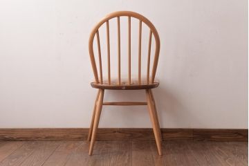 ヴィンテージ家具　イギリスビンテージ　ERCOL(アーコール)　フープバック　布張り座面のウィンザーチェア(ダイニングチェア、ワークチェア、椅子、ウインザーチェア)