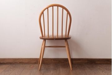 ヴィンテージ家具　イギリスビンテージ　ERCOL(アーコール)　フープバック　布張り座面のウィンザーチェア(ダイニングチェア、ワークチェア、椅子、ウインザーチェア)(1)