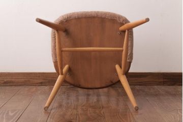 ヴィンテージ家具　イギリスビンテージ　ERCOL(アーコール)　フープバック　布張り座面のウィンザーチェア(ダイニングチェア、ワークチェア、椅子、ウインザーチェア)(2)