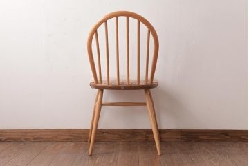 ヴィンテージ家具　イギリスビンテージ　ERCOL(アーコール)　フープバック　布張り座面のウィンザーチェア(ダイニングチェア、ワークチェア、椅子、ウインザーチェア)(2)