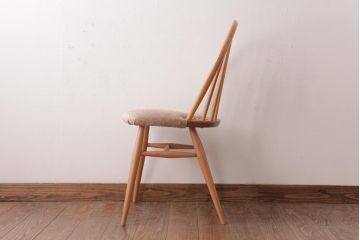 ヴィンテージ家具　イギリスビンテージ　ERCOL(アーコール)　フープバック　布張り座面のウィンザーチェア(ダイニングチェア、ワークチェア、椅子、ウインザーチェア)(3)