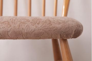 ヴィンテージ家具　イギリスビンテージ　ERCOL(アーコール)　フープバック　布張り座面のウィンザーチェア(ダイニングチェア、ワークチェア、椅子、ウインザーチェア)(3)