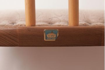 ヴィンテージ家具　イギリスビンテージ　ERCOL(アーコール)　フープバック　布張り座面のウィンザーチェア(ダイニングチェア、ワークチェア、椅子、ウインザーチェア)(3)
