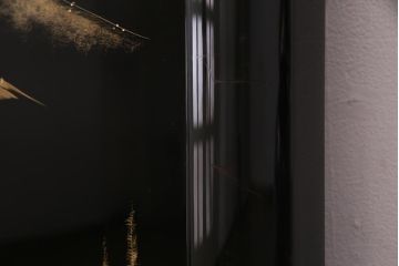 中古　伝統工芸　白峯作　漆塗り　鎗金・沈金蒔絵　山水図の衝立(パーテーション)