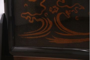 中古　伝統工芸　白峯作　漆塗り　鎗金・沈金蒔絵　山水図の衝立(パーテーション)