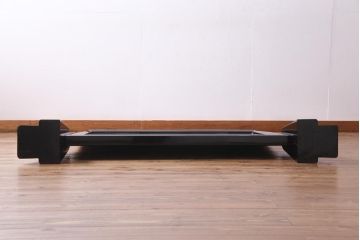 中古　伝統工芸　白峯作　漆塗り　鎗金・沈金蒔絵　山水図の衝立(パーテーション)