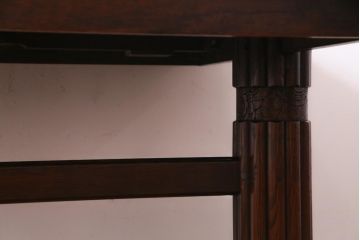 イギリス　アンティーク家具　オーク材　重厚な佇まいのドローリーフテーブル(エクステンションテーブル、ダイニング)