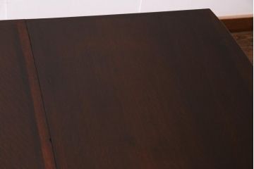 イギリス　アンティーク家具　オーク材　重厚な佇まいのドローリーフテーブル(エクステンションテーブル、ダイニング)