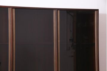 ビンテージ家具　ローズウッド材　シンプルで高級感のある重ねキャビネット(食器棚、飾り棚、収納棚)