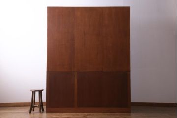 ビンテージ家具　ローズウッド材　シンプルで高級感のある重ねキャビネット(食器棚、飾り棚、収納棚)