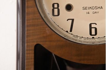 レトロ雑貨　精工舎(SEIKOSHA、セイコー)　内部交換済・電池式　14DAY　掛時計(柱時計、振り子時計、古時計)