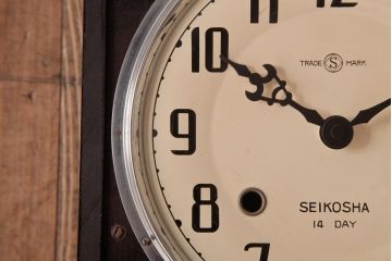 レトロ雑貨　精工舎(SEIKOSHA、セイコー)　内部交換済・電池式　14DAY　掛時計(柱時計、振り子時計、古時計)