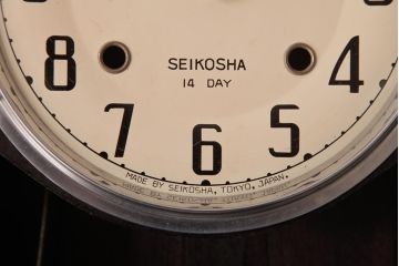 レトロ雑貨　精工舎(SEIKOSHA、セイコー)　内部交換済・電池式　14DAY　掛時計(柱時計、振り子時計、古時計)