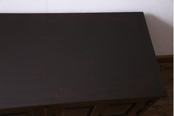 当店リメイク家具　北海道民芸家具　シックでレトロな脚付リビングボード(ローボード、テレビ台、収納棚)