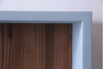 ラフジュ工房オリジナル　ペイント家具　古材使用　くすんだカラーが魅力的な薄型ブックシェルフ(収納棚、本棚、ウッドシェルフ)