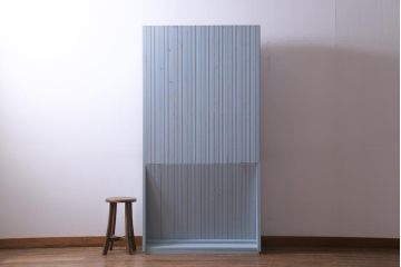 ラフジュ工房オリジナル　ペイント家具　古材使用　くすんだカラーが魅力的な薄型ブックシェルフ(収納棚、本棚、ウッドシェルフ)