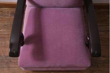 ビンテージ家具　大正ロマン　樺(カバ)材　クラシカルなデザインの1Pソファ(1人掛け、アームソファ)(1)