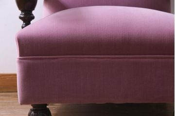 ビンテージ家具　大正ロマン　樺(カバ)材　クラシカルなデザインの1Pソファ(1人掛け、アームソファ)(1)