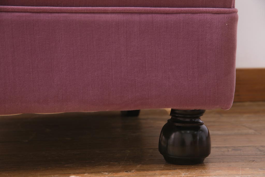 ビンテージ家具　大正ロマン　樺(カバ)材　クラシカルなデザインの1Pソファ(1人掛け、アームソファ)(1)