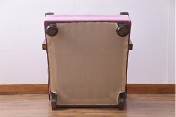 ビンテージ家具　大正ロマン　樺(カバ)材　クラシカルなデザインの1Pソファ(1人掛け、アームソファ)(1)