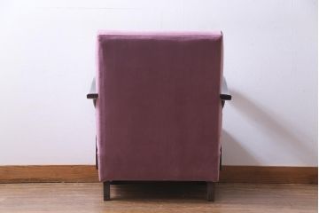 ビンテージ家具　大正ロマン　樺(カバ)材　クラシカルなデザインの1Pソファ(1人掛け、アームソファ)(1)